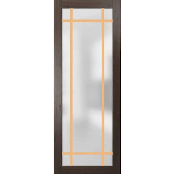 32 in. x 34 in. Solid Wood Frosted glass Chocolate Ash Interior Door Slab