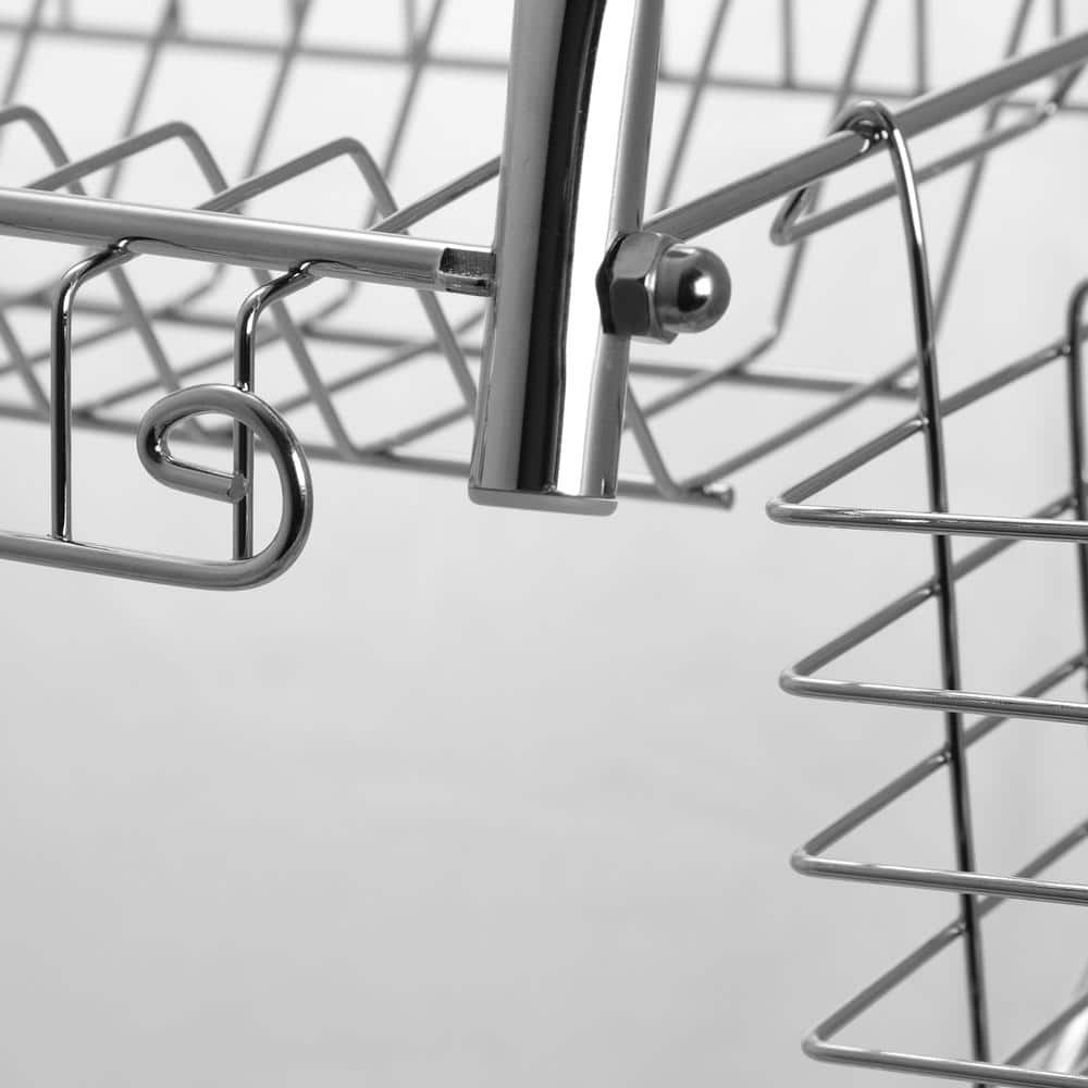 Chrome Two-Tier Dish Rack with Utensil Holder