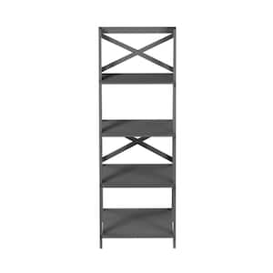 56 in. 4-Tier Ladder Bookcase Freestanding Bookcase with X Back Frame