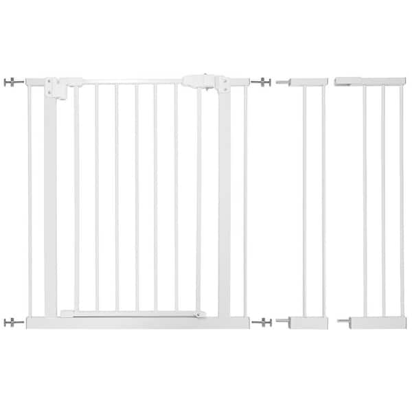 29-42.5 W Baby Gate Auto Close Safety Pet Gate Pressure Mounted Easy Walk Through in White 30 Tall Fence Panel Aluminum