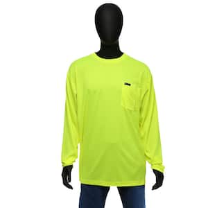 Men's Medium Yellow High Visibility Polyester Long-Sleeve Safety  Shirt