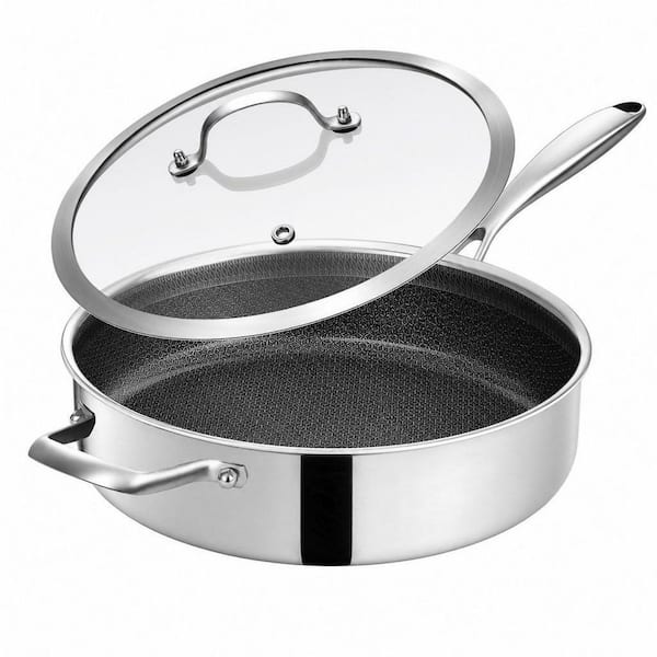 5 qt. Stainless Steel Non Stick Saute Pan with Lid, Induction Cooking Pan, Dishwasher and Oven Safe