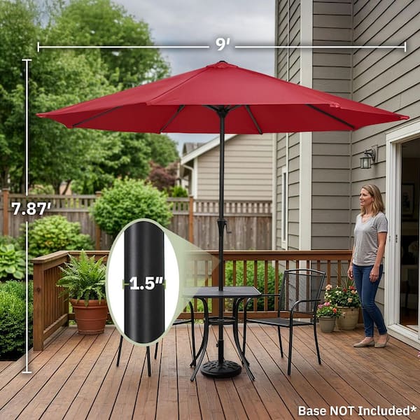 9 ft aluminum patio umbrella in quarry red Pure Garden 9' Patio Market Umbrella With Auto Crank In Red