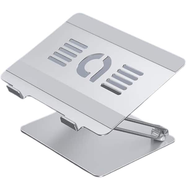 OBJLGEV Adjustable Aluminum Laptop Stand Ergonomic Foldable Riser for Desk MacBook Dell HP 10-17.3 in. Silver