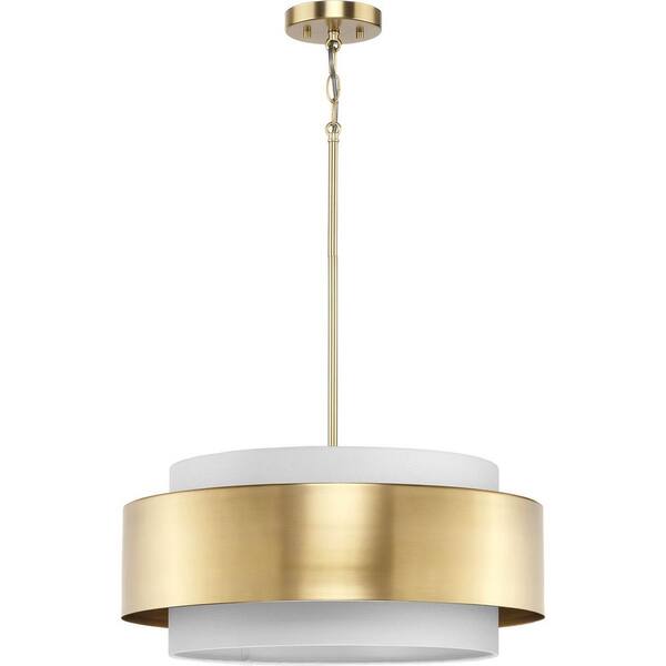 Progress Lighting Silva 3-Light Brushed Bronze Modern/Contemporary Drum Medium Hanging Pendant Light