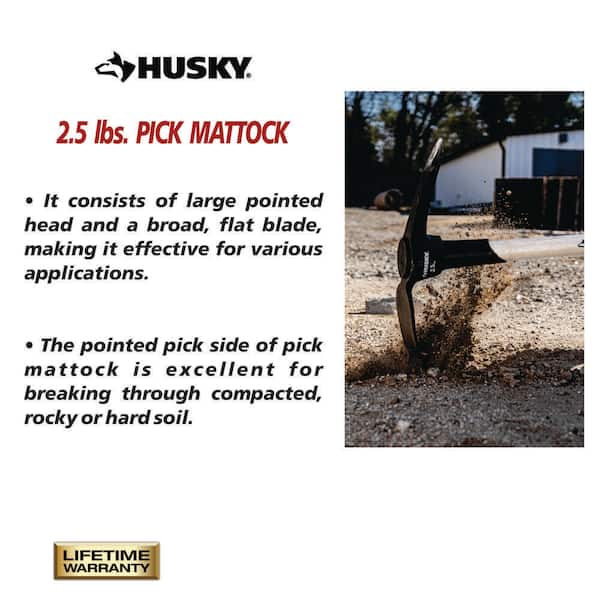 Husky 2.5 lb. Pick Mattock with 36 in. Hardwood Handle 34212 - The