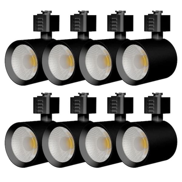 J-Type Integrated LED Linear Track Lighting, Cylinder Track Head, Soft Black, 3000K 800LM CRI90 (8-Pack)