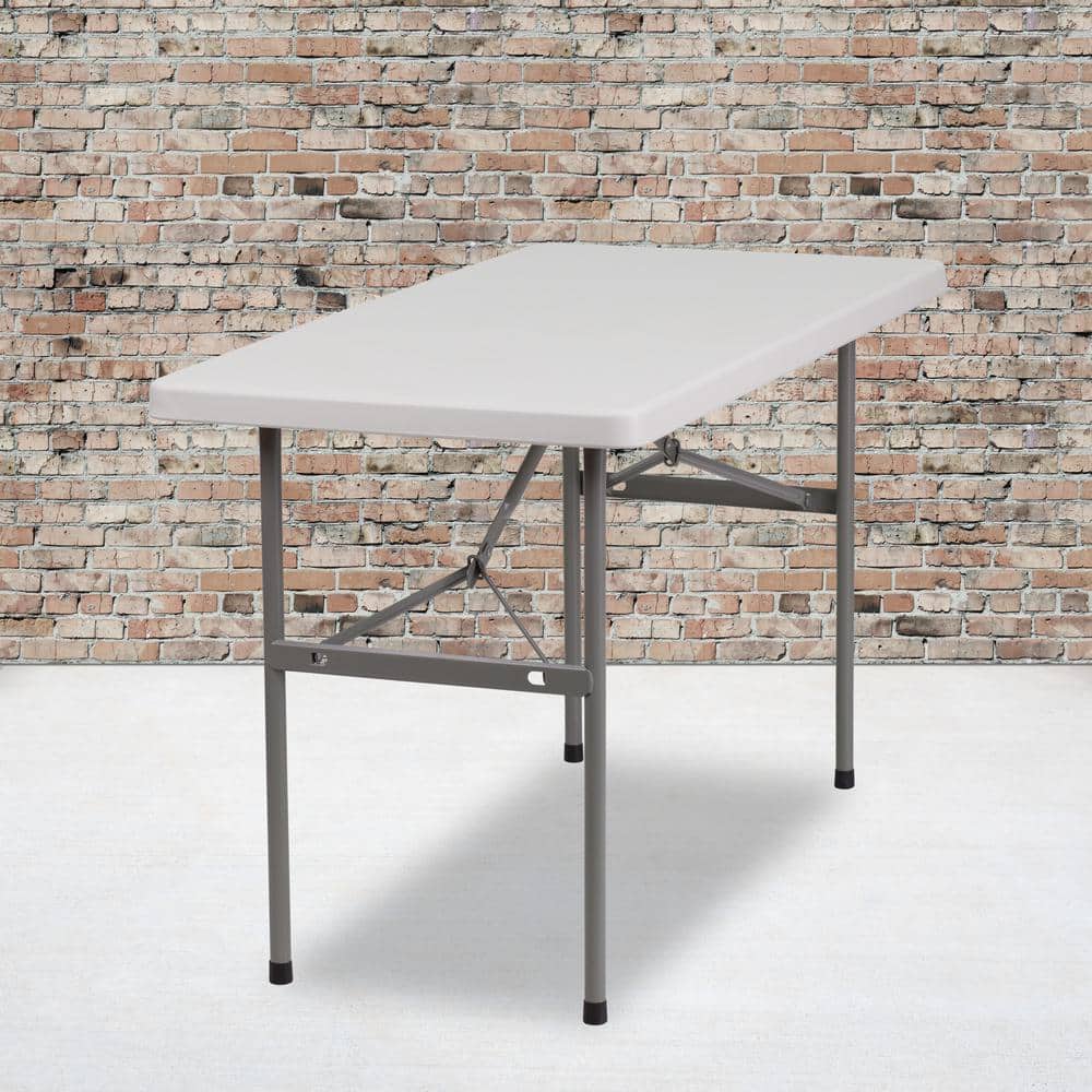 Carnegy Avenue 48 in. White Plastic Tabletop Metal Frame Folding