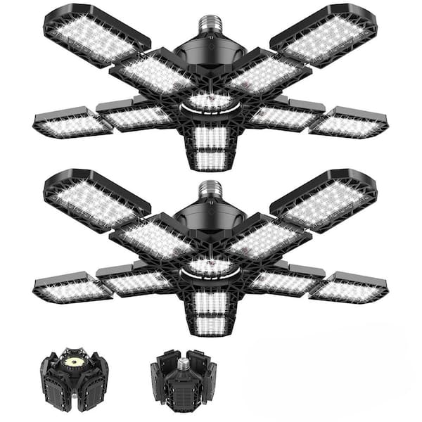 180W 120-Volt 36000 Lumen LED Ceiling Work Light with Adjustable Deformable Panels Plug-In 4.5 in. Tool Only (2-Pack)