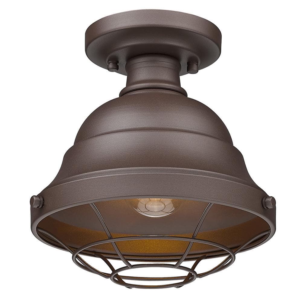 Textured Bronze Aluminum Indoor/Outdoor Semi-Flush Mount Light