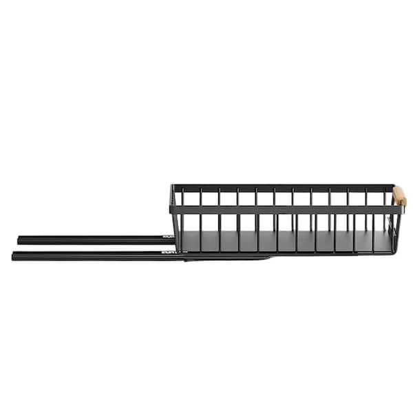 Adrinfly 3.86 in. H x 15.56 in. W x 11.03 in. D Modern Black Metal Pull Out Cabinet Flatware Organizer, Slide Out Drawers, 2-Pack