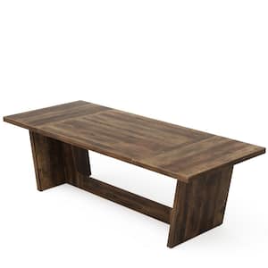 70.87 in. Rectangular Brown Wood Desk with Solid Wooden Pedestal
