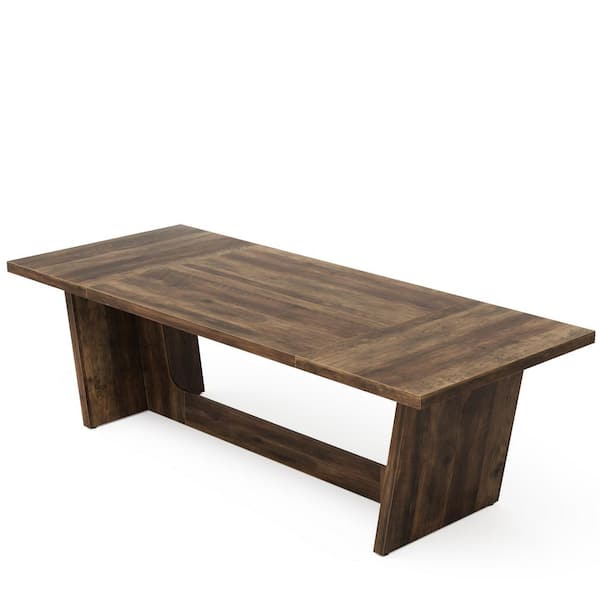 BYBLIGHT 70.87 in. Rectangular Dark Brown Wood Desk with Solid Wooden Pedestal