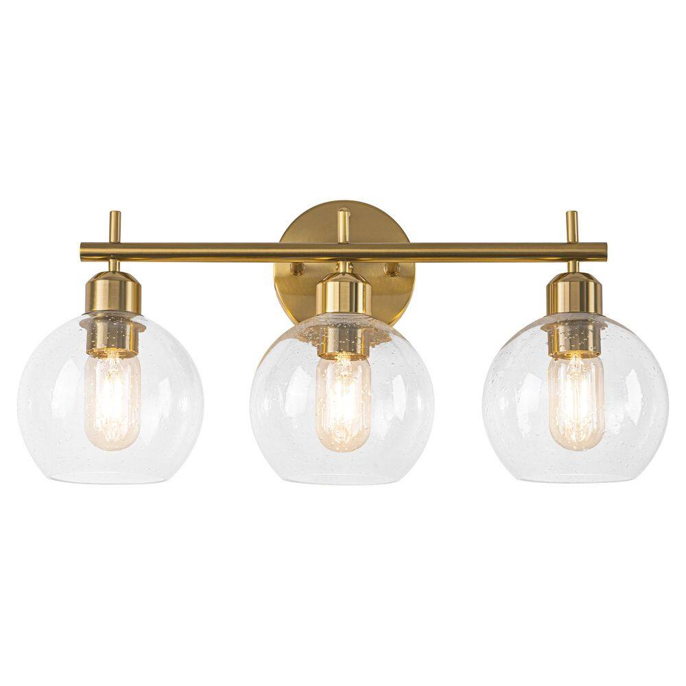 20 in. 3-Light Gold Bathroom Vanity Light with Clear Glass Globe Shades, Modern Wall Sconce Lighting Fixture for Mirror price history on PriceWatchPro