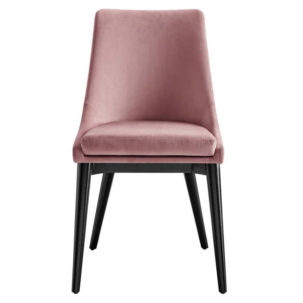 Dusty Rose Velvet Upholstered Side Chair with Wood & Metal Frame