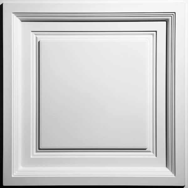 Ceilume Westminster White Feather-Light 2 ft. x 2 ft. Lay-in Coffered Ceiling Panel (Case of 10)
