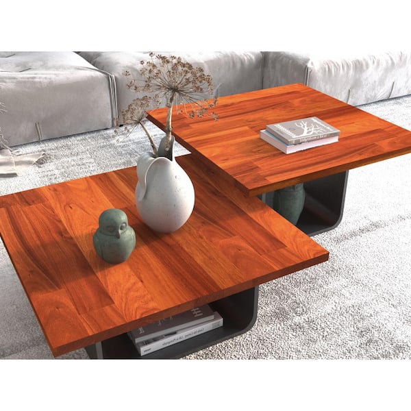 Interbuild 2.3 ft. L x 28 in. D, Karri Butcher Block Table Top Countertop in Clear with Square Edge