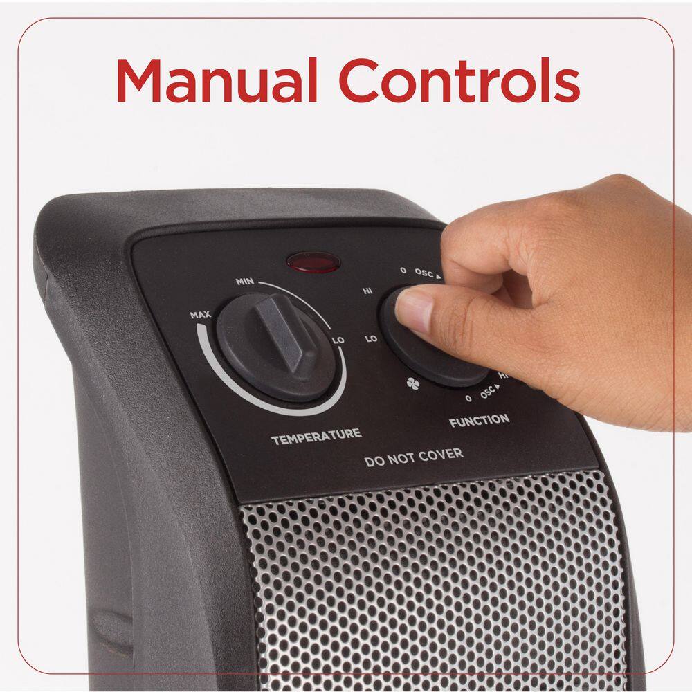 Black Ceramic Electric Tower Heater with Adjustable Thermostat