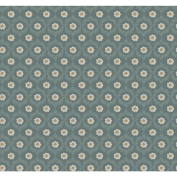 RIFLE PAPER CO. Emma Slate Blue Metallic Non-Pasted Wallpaper
