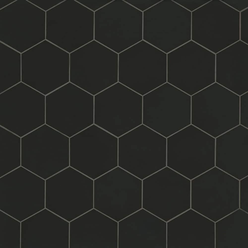 MSI Glassel Nero Hexagon 9 in. x 10 in. Matte Porcelain Floor and