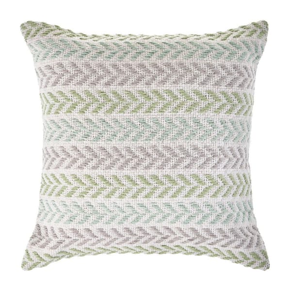 HomeRoots Green Geometric Polyester 18 in. x 18 in. Throw Pillow Set of 2