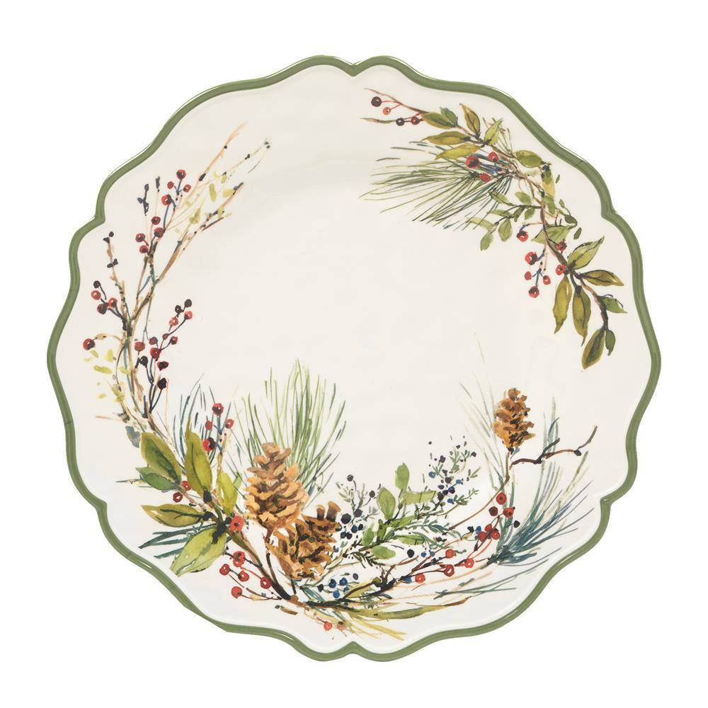 Winter's Forest Melamine Christmas Platter Set, Round and Oval