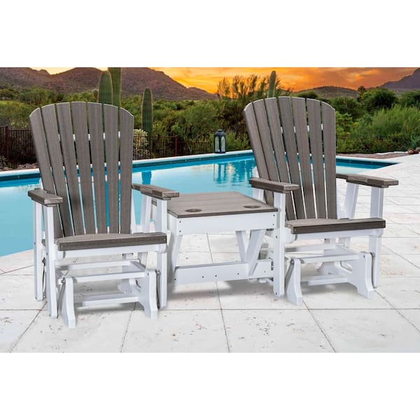 American Furniture Classics Adirondack Series 76 in. 2-Person White High Density Polyethylene Plastic Outdoor Glider
