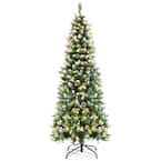 6 ft. Pre-Lit Hinged Christmas Tree Artificial Pencil Xmas Tree with LED Lights