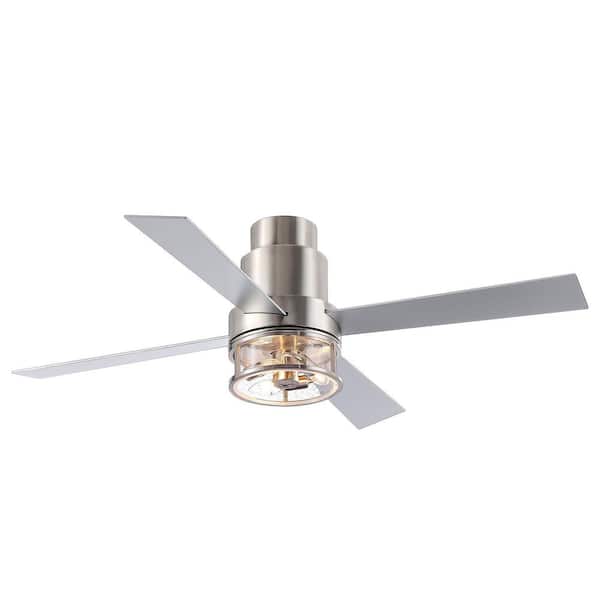 Lamober Hugger 52 in. Indoor Brushed Nickel Ceiling Fan with Light Kit