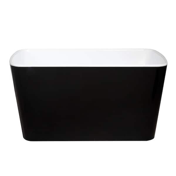 49 in. x 28 in. Acrylic Freestanding Soaking Bathtub in Glossy Black
