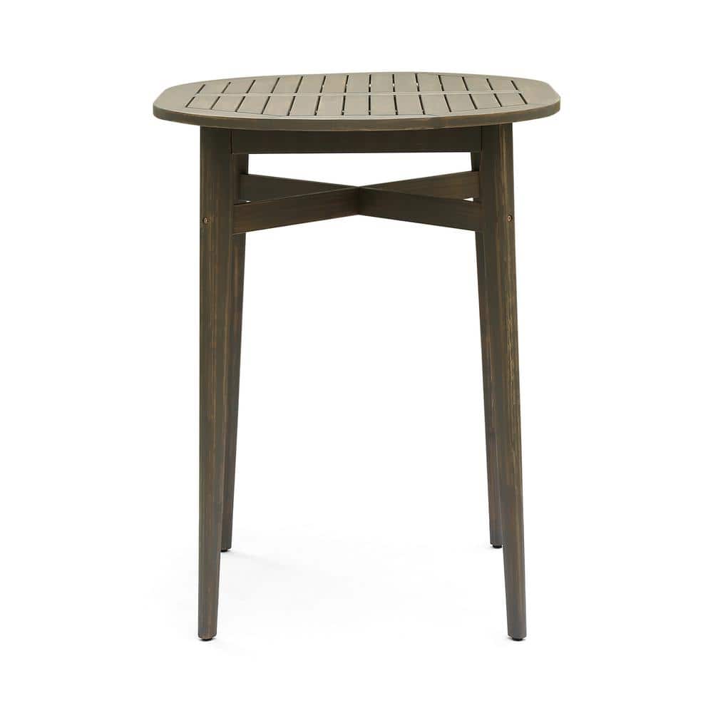 Gray Acacia Wood 5-Piece Outdoor Bar Set with Slatted Design