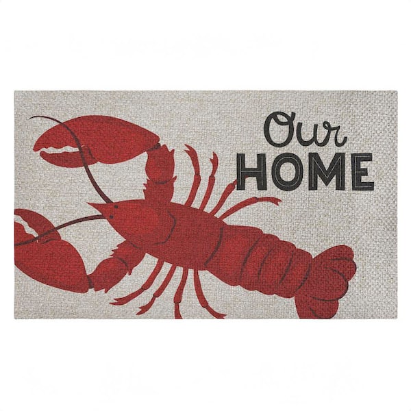 Our Home Lobster Black 18 in. x 30 in. Polyester Non-Slip Outdoor Door Mat