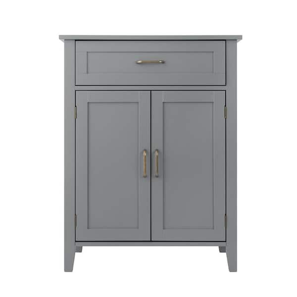 Mercer Mid Century Modern 25.96 in. W x 13 in. D x 33.6 in. H Grey Wooden Floor Storage Linen Cabinet