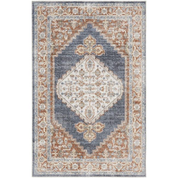 Denim Blue 3 ft. x 5 ft. Oriental Area Rug