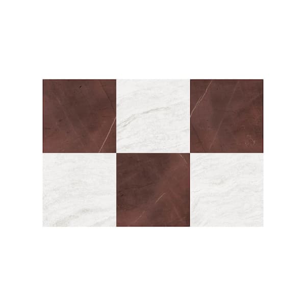 Bonneville Red 48 in. Width Water Resistance Peel and Stick Floor Tiles 3 mil Set of 20 (1.524 mm Thick, 20 sq. ft.)