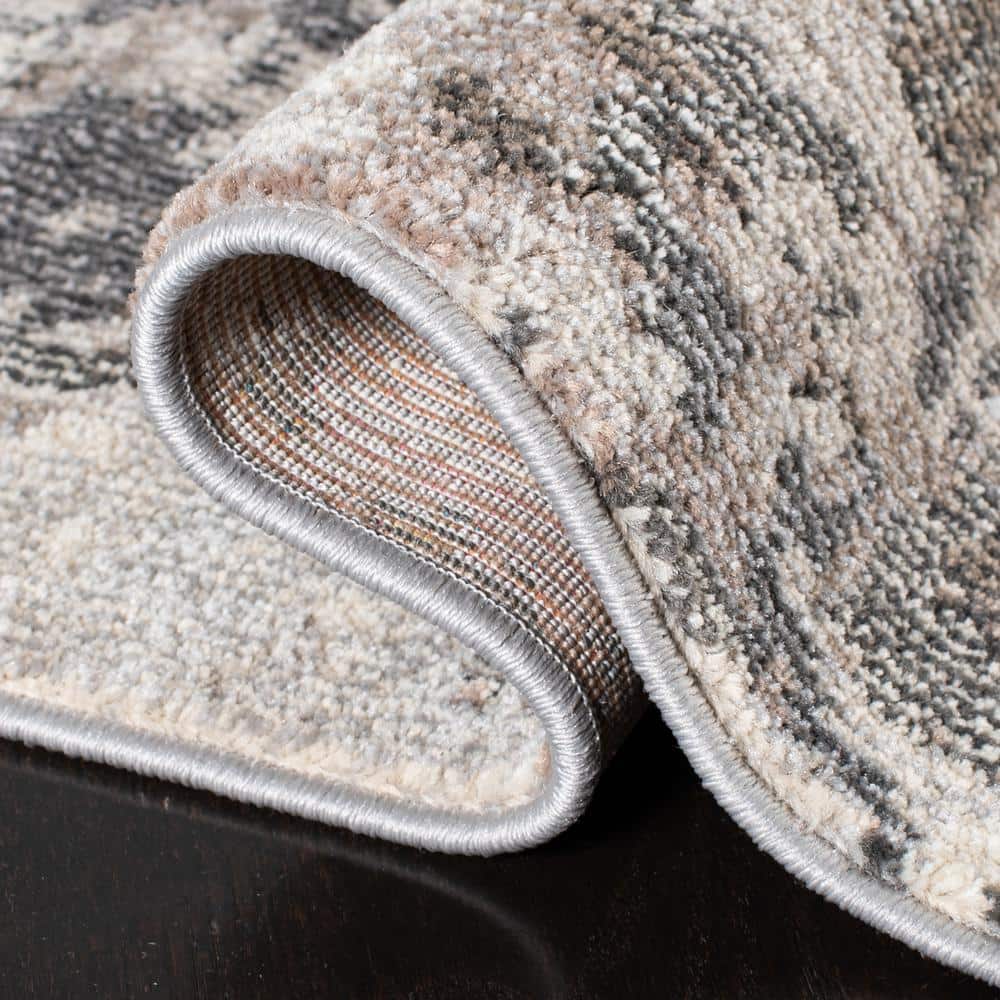 Chic Metro-Mod 2'2" x 4' Grey & Beige Synthetic Area Rug