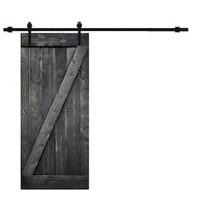 Z Series 24 in. x 84 in. Metallic Gray Knotty Pine Wood Interior Sliding Barn Door with Hardware Kit