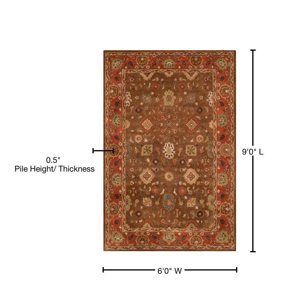 Handmade Red Wool Tufted 6' x 9' Area Rug