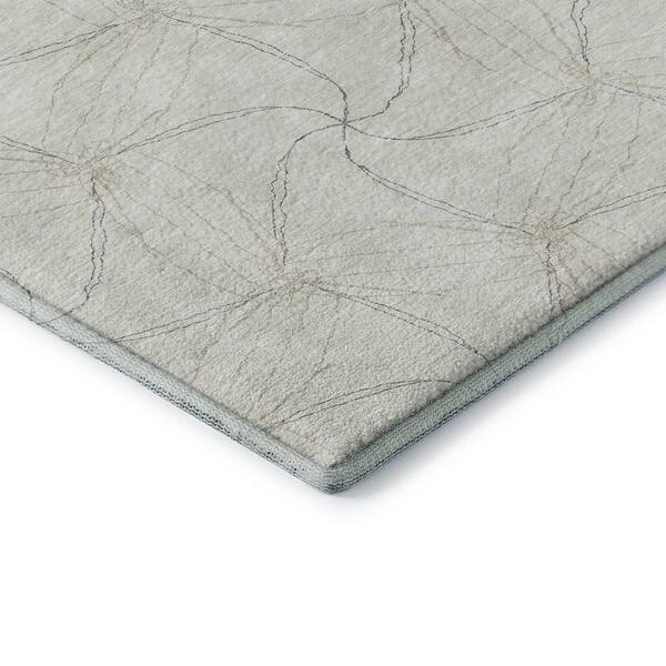 Mayfield Premium Machine Washable Abstract AMF968 Ivory 3 ft. x 5 ft. Area Rug