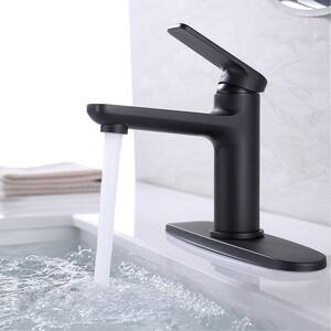 Harp Single Hole Single-Handle Bathroom Faucet With Deck Plate in Matte Black