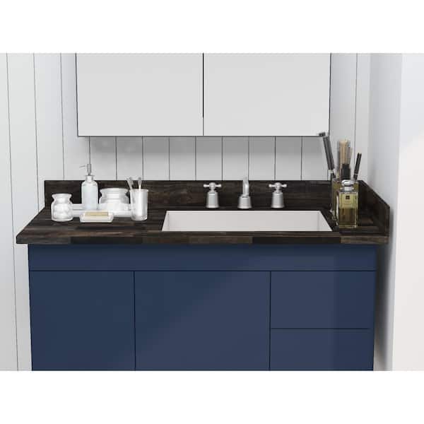 49 in. x 24 in. x 1 in. Acacia Vanity Top with Backsplash, Espresso 49 in. x 24 in. x 1 in. Acacia Vanity Top with Backsplash, Espresso
