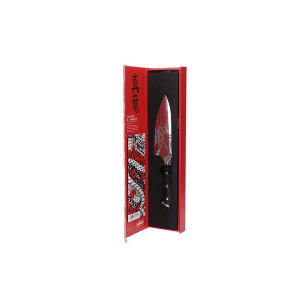 Kitchen Master 6pc Ribbed Kitchen Knife Set With Sheath Red