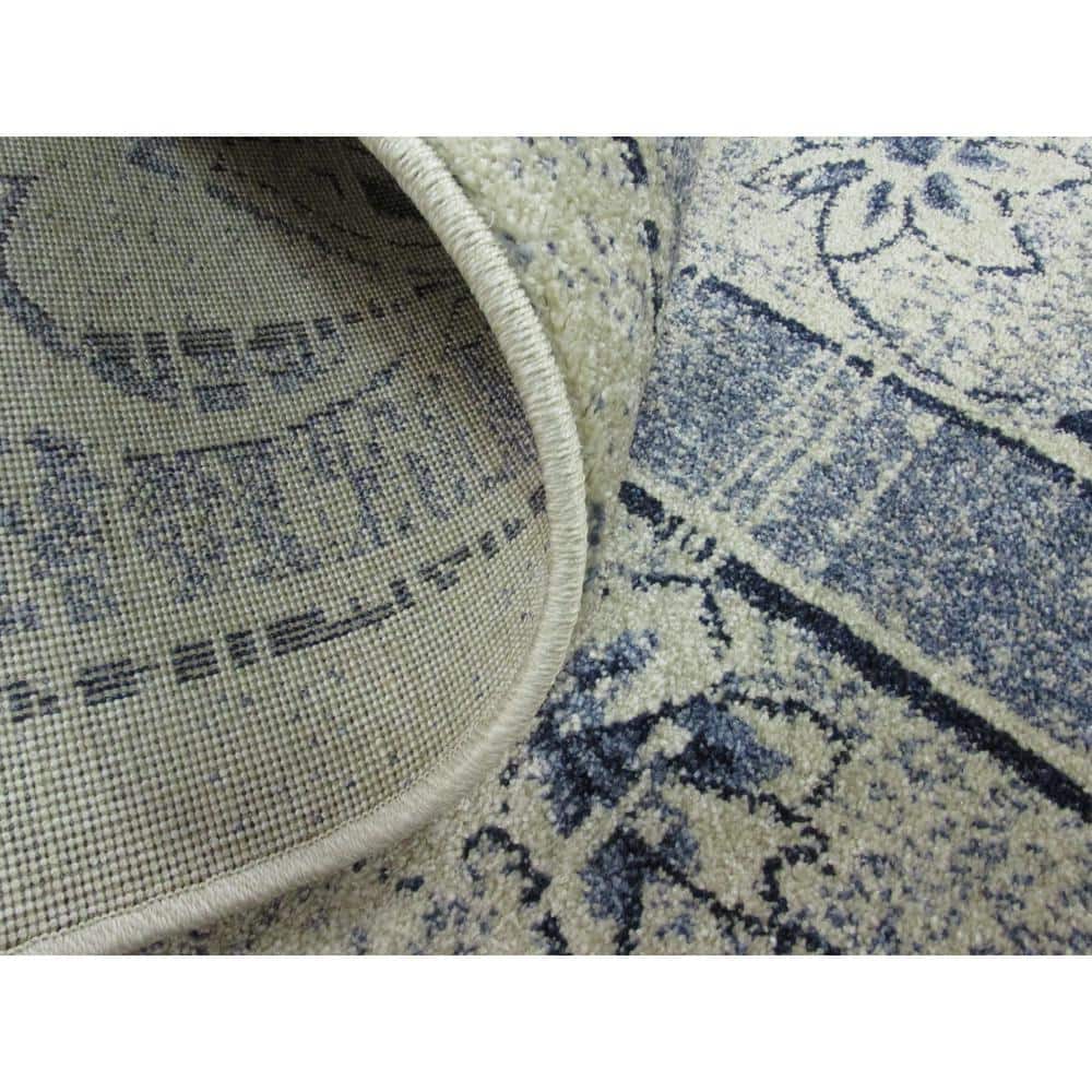 Ivory Blue Easy-Care Stain-Resistant Synthetic Area Rug, 10'6"x16'5"
