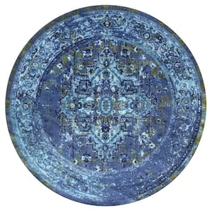 Reiko Vintage Persian Blue 4 ft. x 4 ft. Round Indoor Area Rug