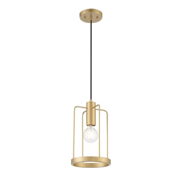 Tafo 60-Watt 1-Light Golden Mist Pendant Light with Cage Shade