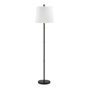Yuri 60 in. Steel Matte black Standard Indoor Floor Lamp with White Fabric Shade