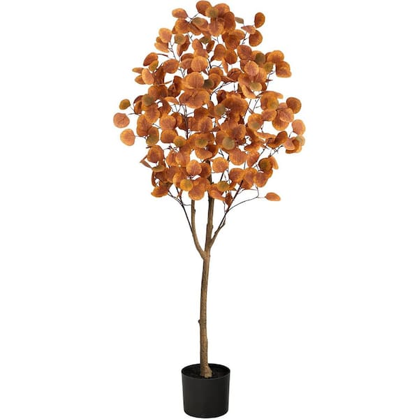 5 ft. Artificial Eucalyptus Tree in Black Pot, Artificial Indoor Home Decor Plant