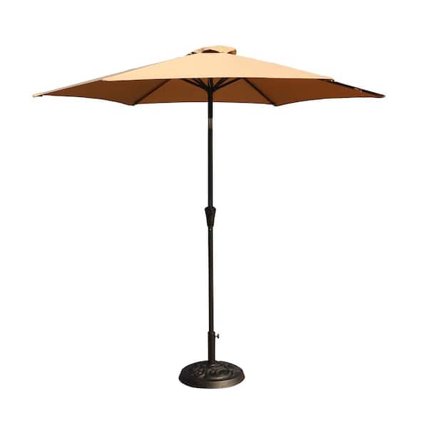Afoxsos 9 ft. Aluminum Crank and Tilt Patio Umbrella Outdoor Market Umbrella With Carry Bag, Taupe