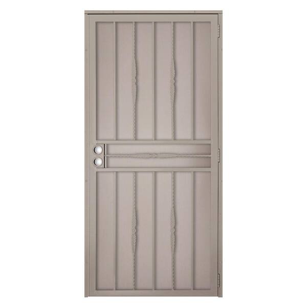 Unique Home Designs 32 in. x 80 in. Cottage Rose Tan Surface Mount Outswing Steel Security Door with Expanded Metal Screen