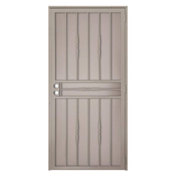 Unique Home Designs 36 in. x 80 in. Cottage Rose Tan Surface Mount Outswing Steel Security Door with Expanded Metal Screen